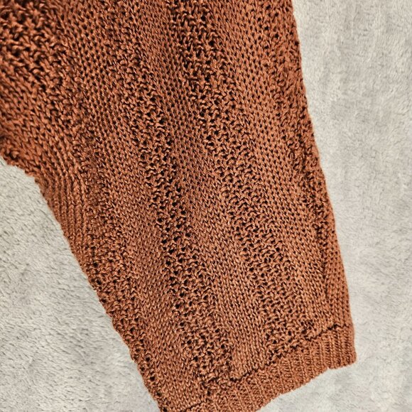 Tahari sweater womens M Brown linen Tunic beach Coastalgrandma vacation boho - Picture 8 of 13